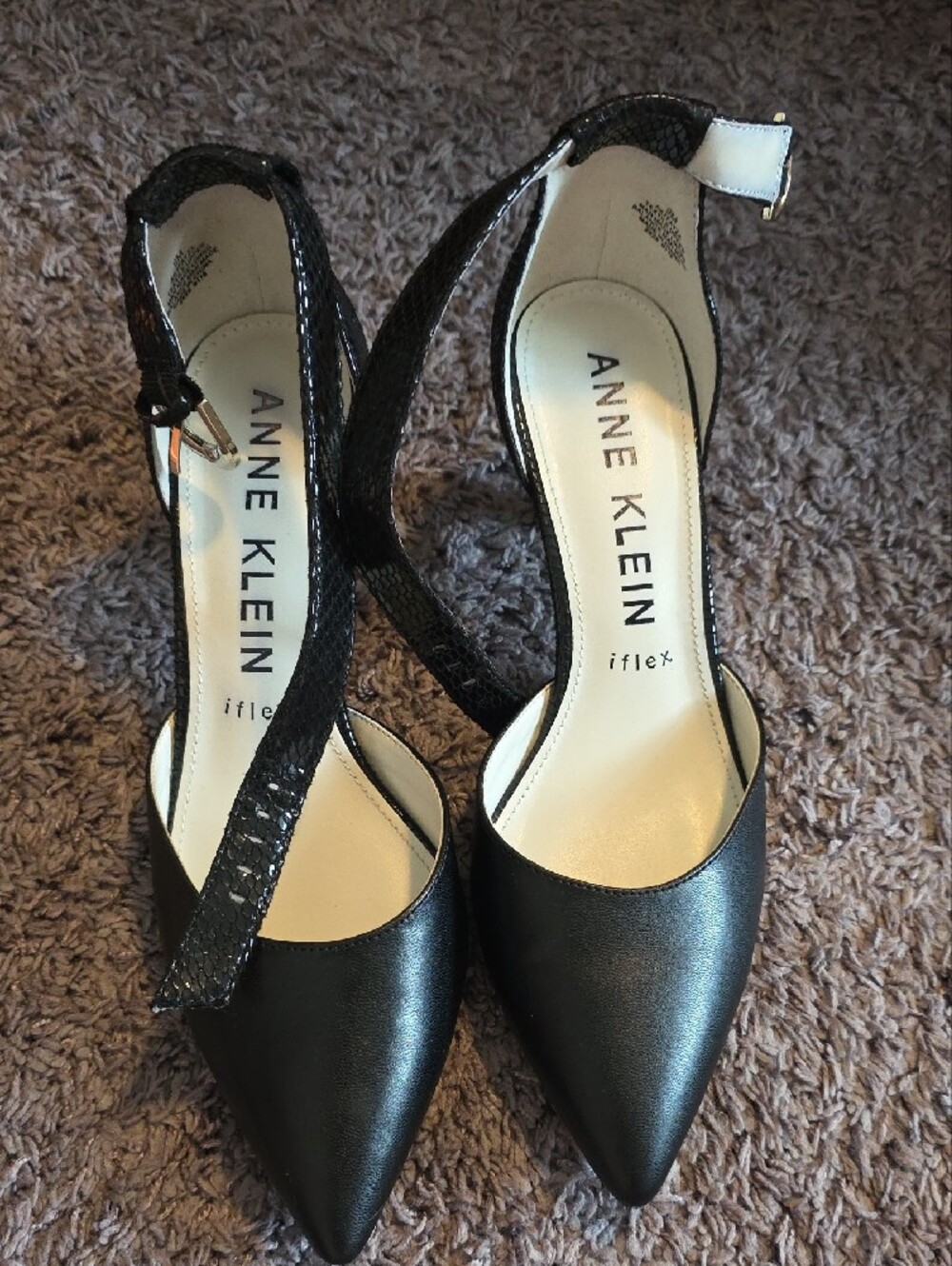 Anne Klein Black Pointed-Toe D'Orsay Slingback Heels - Picture 2 of 3